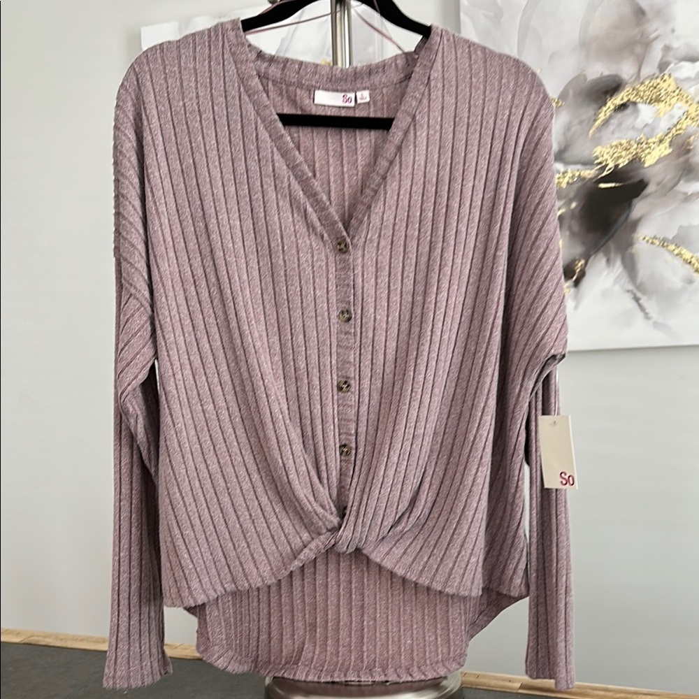 SO Women's Long Sleeve Ribbed Tee - Purple